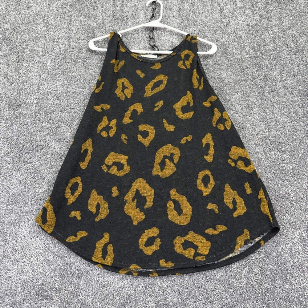 BomBom Tank Top Womens L Black Leopard Print Knit Swing Sleeveless Summer Casual